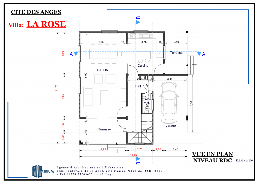 PLAN DU REZ DE CHAUSSEE ROSE 2